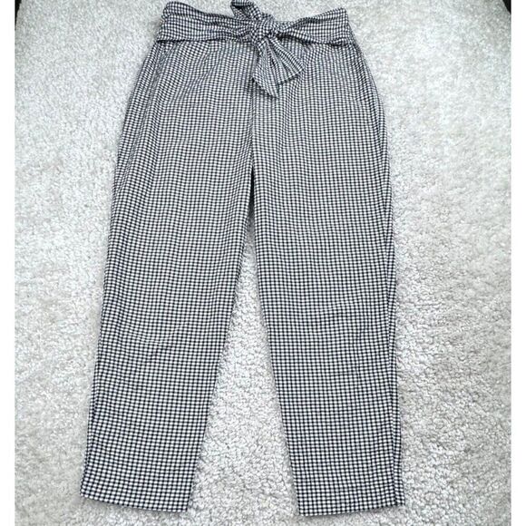 Free People Westside Gingham Seersucker Tie Waist Pant Black White - Picture 2 of 12